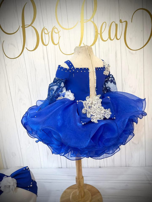 AM- Boo Bear Royal Blue Natural dress 6/18