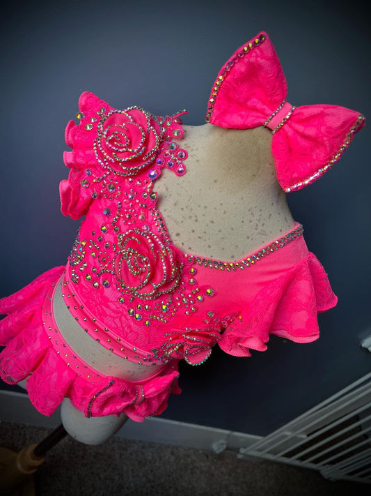 AM- Boo Bear Hot Pink Glitz Swim 2/4