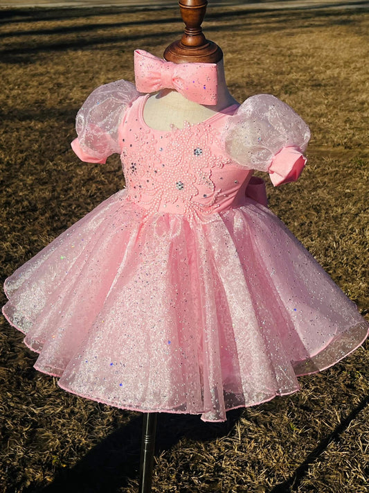 JB- Glinda – Light Pink Sparkle Dress (12/2T) – Designed by Magnolia