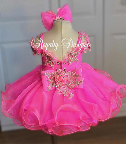 TT- 6/18-12/2 Hot Pink Royalty Semi Glitz Dress