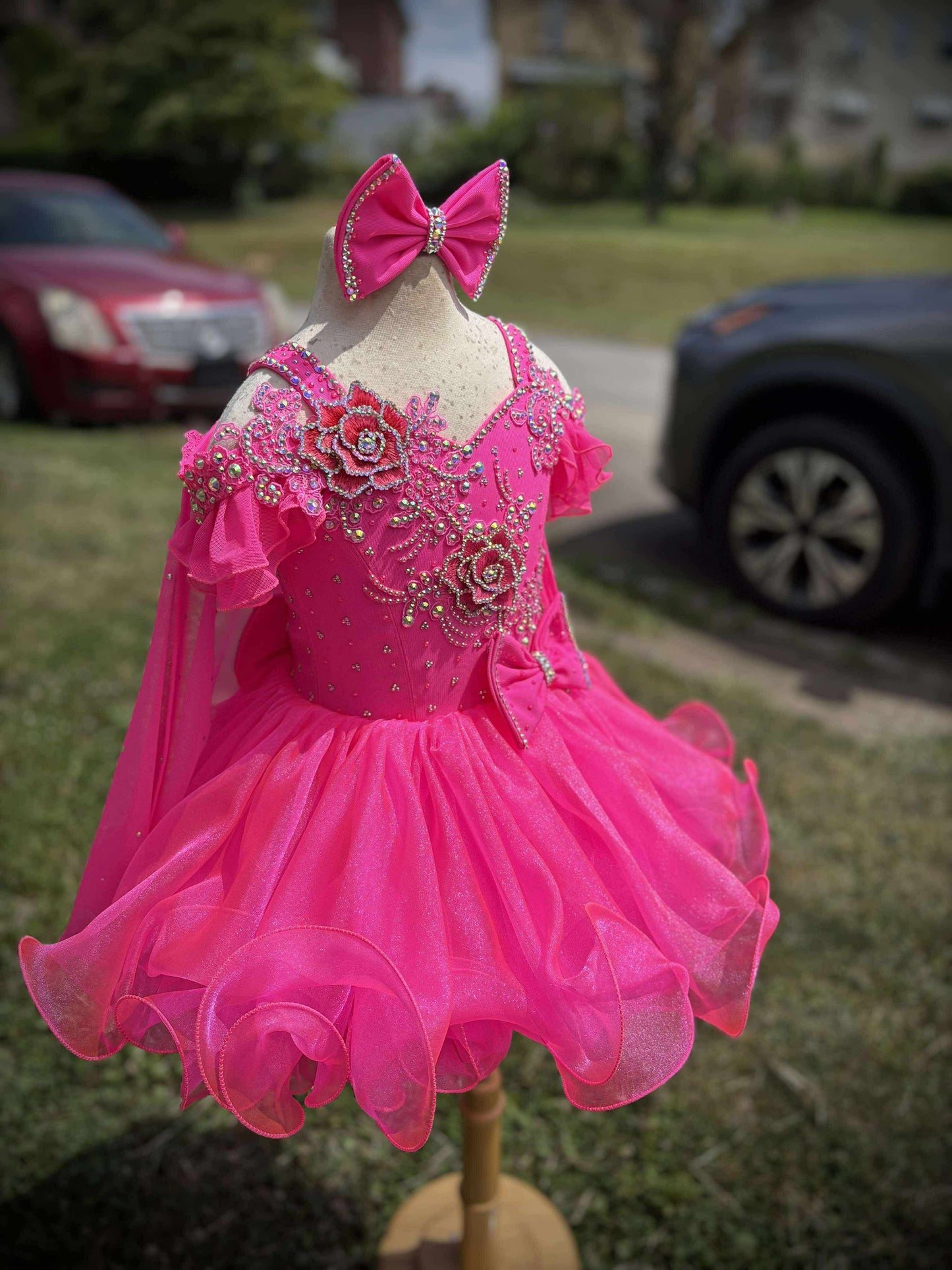 AM- Boo Bear Hot Pink Glitz Dress 2/4