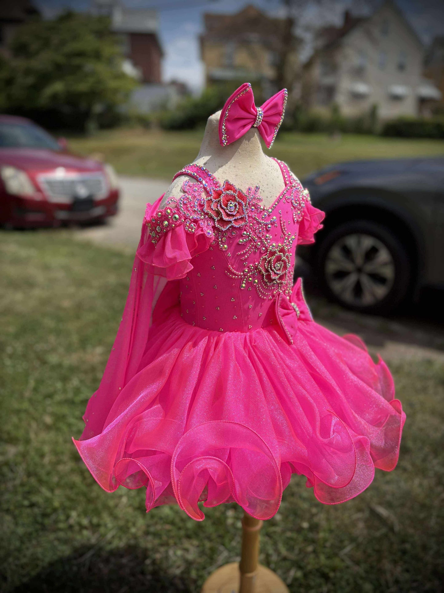 AM- Boo Bear Hot Pink Glitz Dress 2/4