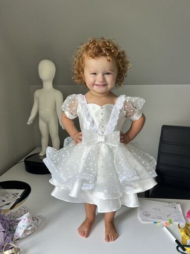 AM- White hearts Natural Dress