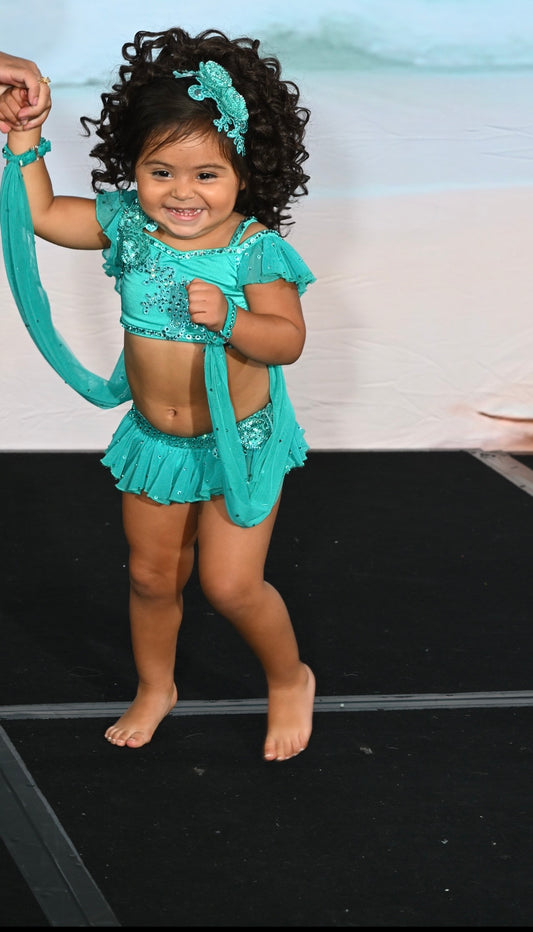 AM- Cinderella Fashion Teal Glitz Swim 12/2- 18/3