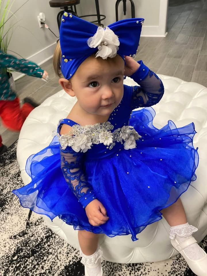 AM- Boo Bear Royal Blue Natural dress 6/18