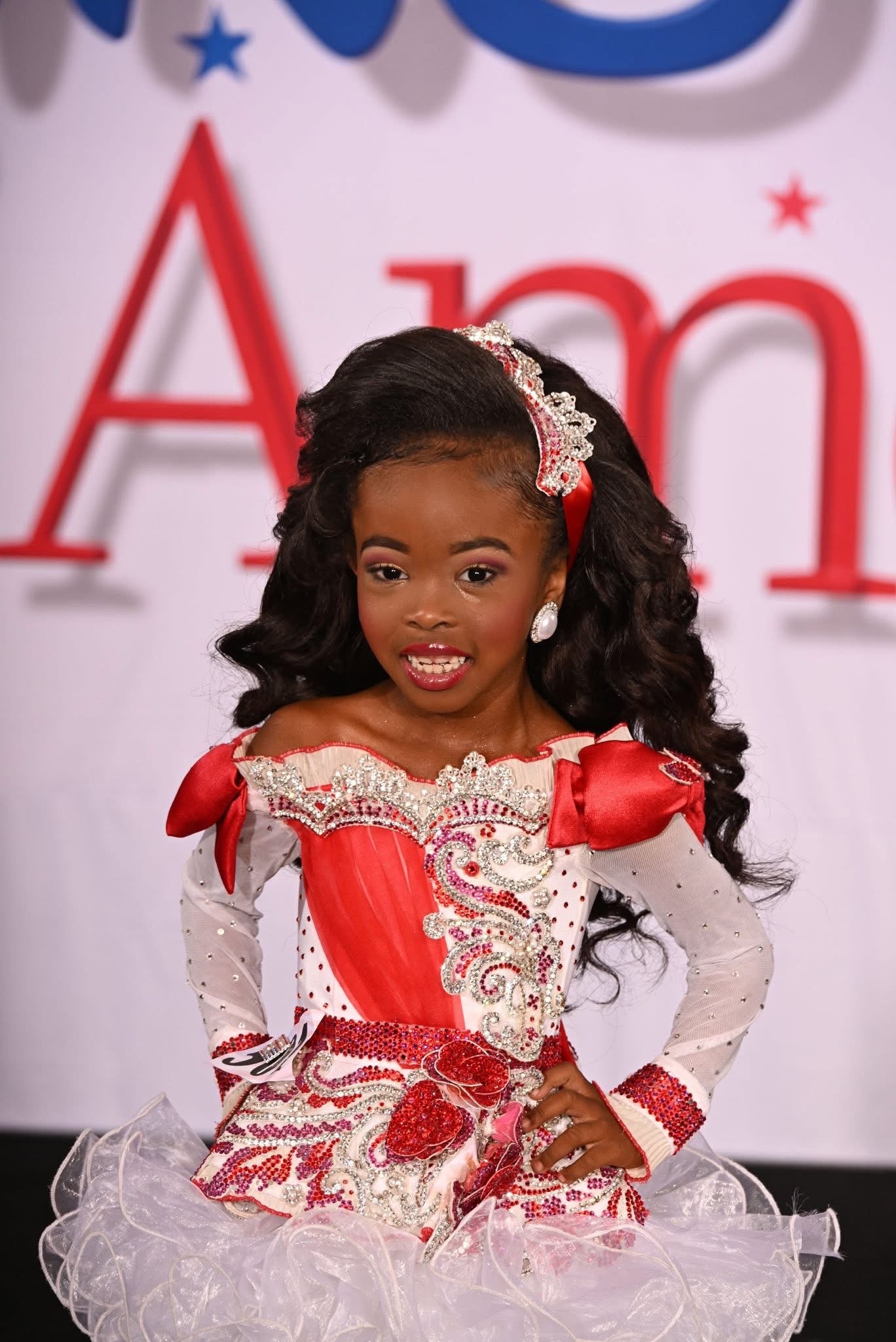 Red/ white Toni O Glitz dress 18/3