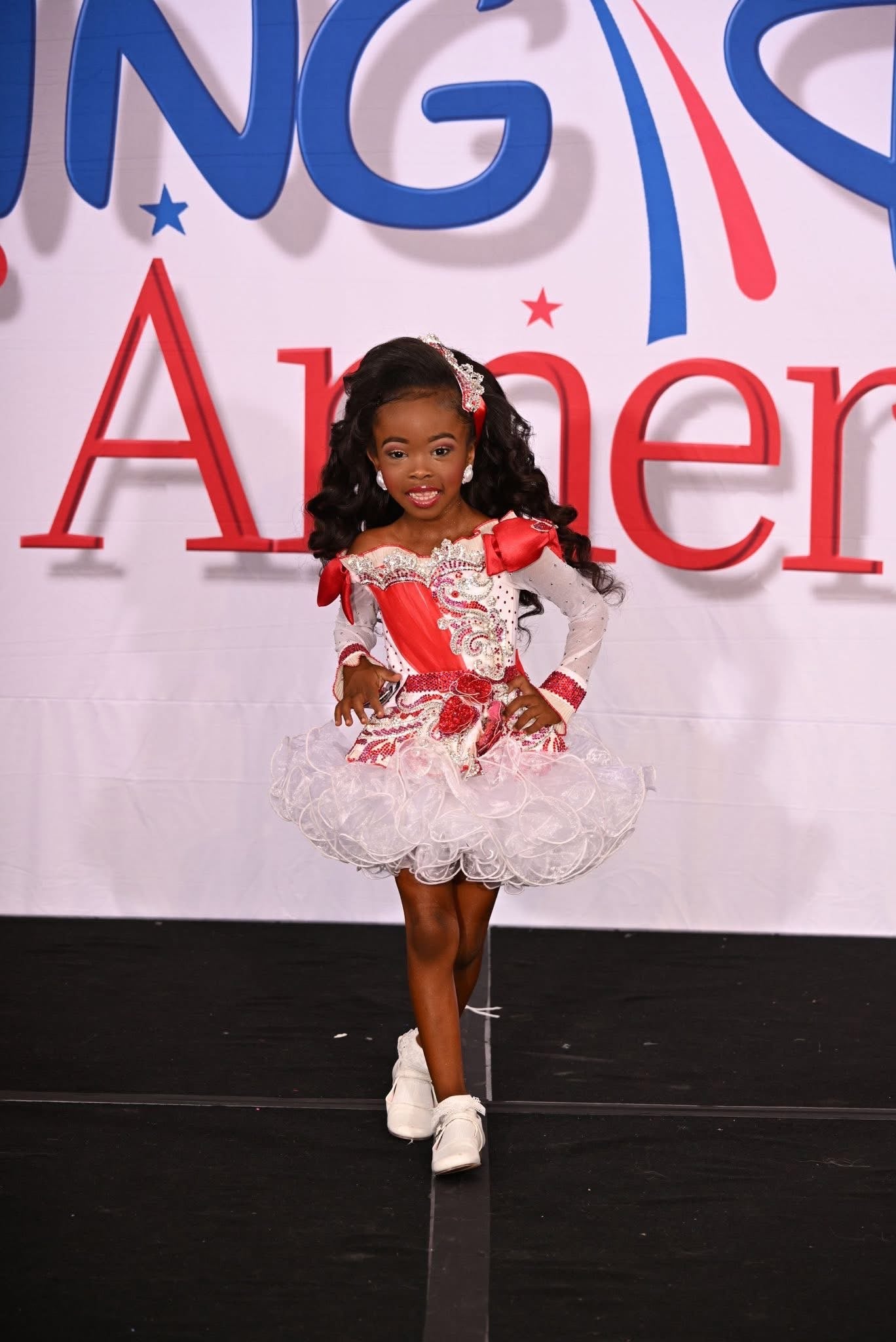 Red/ white Toni O Glitz dress 18/3