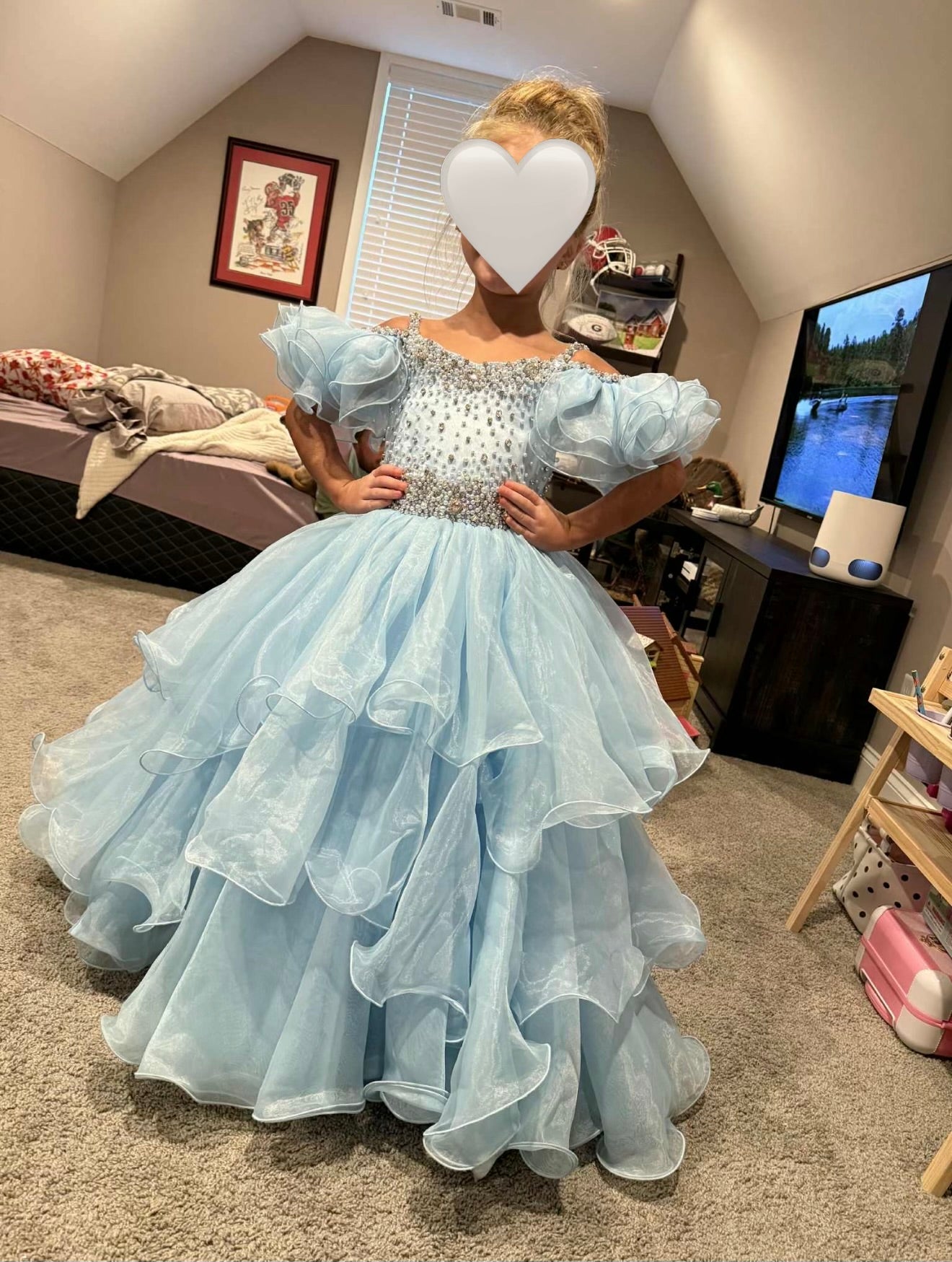 BU- Light Blue Long Ruffle Sleeves