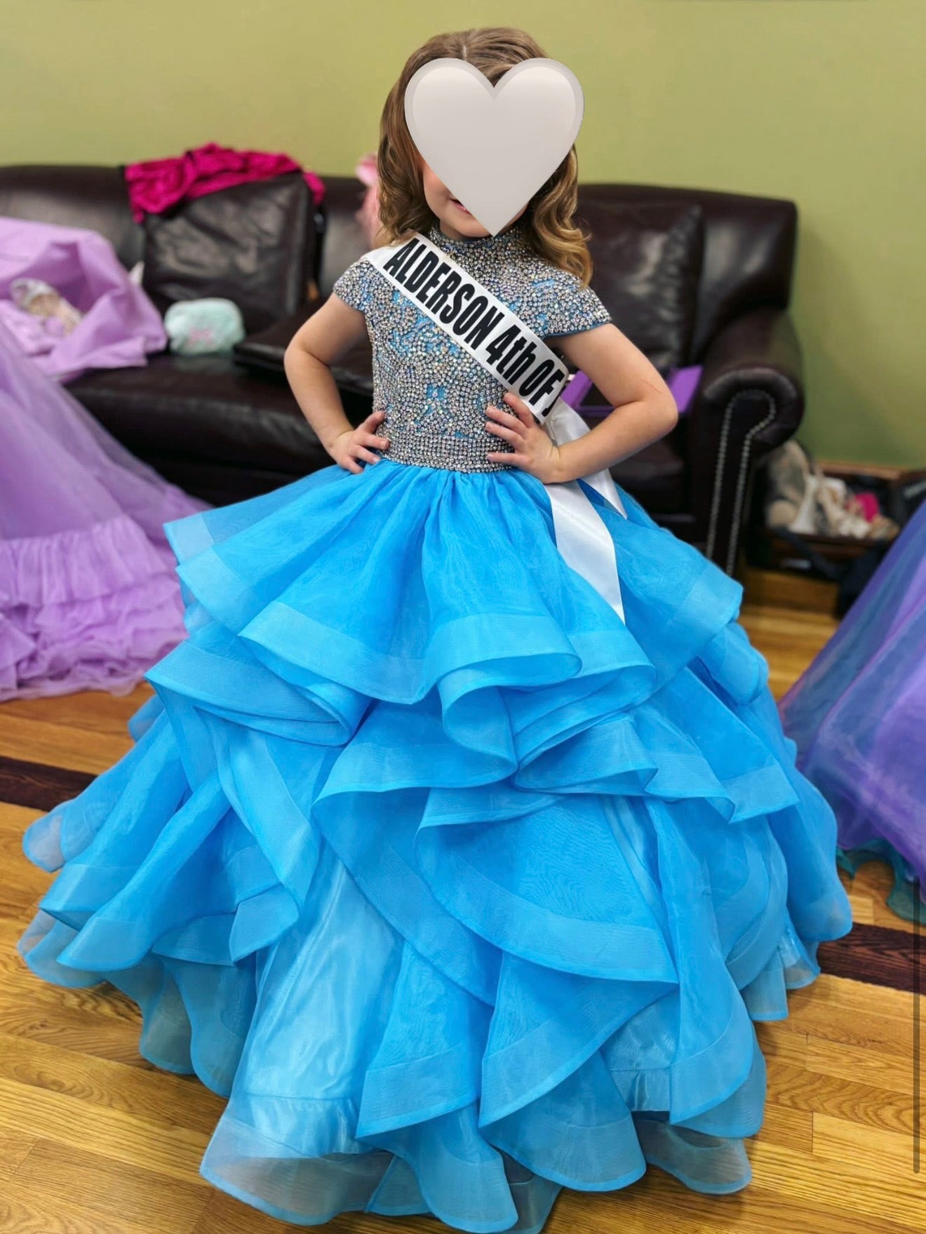 BU- Size 2 Blue Layered Long Gown