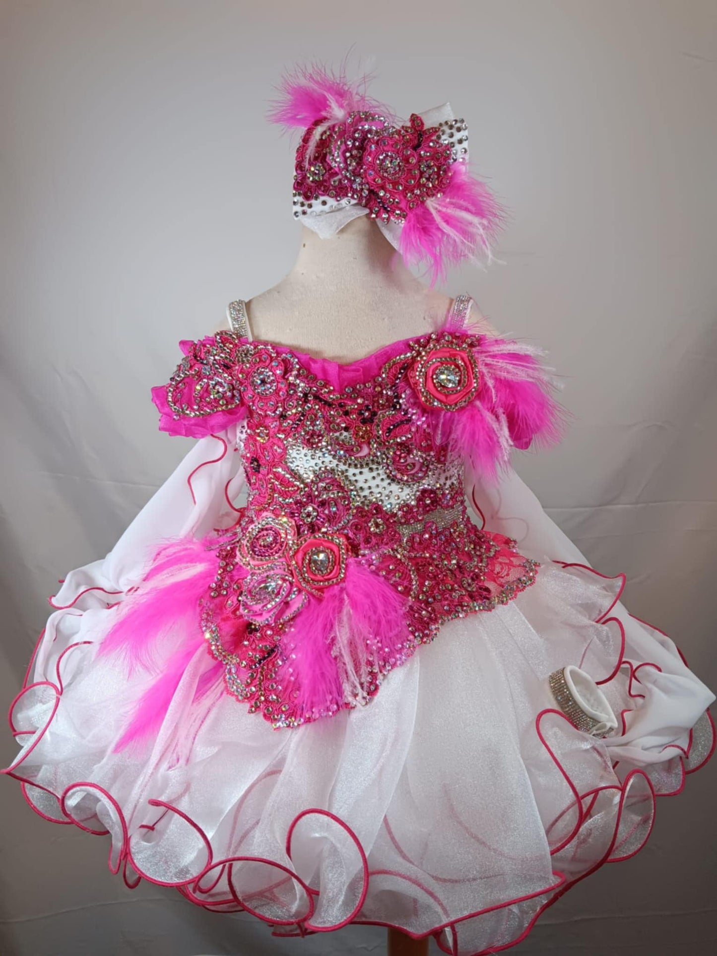 TT- 18/3 White Pink Gemics Dress