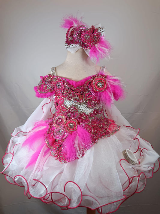 TT- 18/3 White Pink Gemics Dress