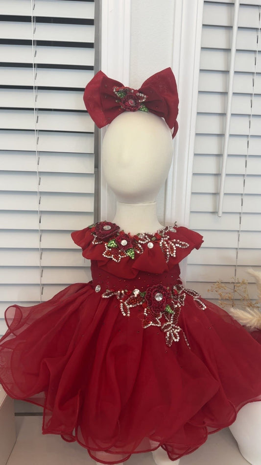 JB- Rosey – Red Glitz Dress (6/12 Months)