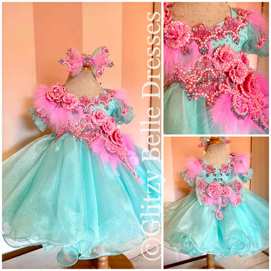 TT- 12/2 Seafoam Pink Glitzy Belle