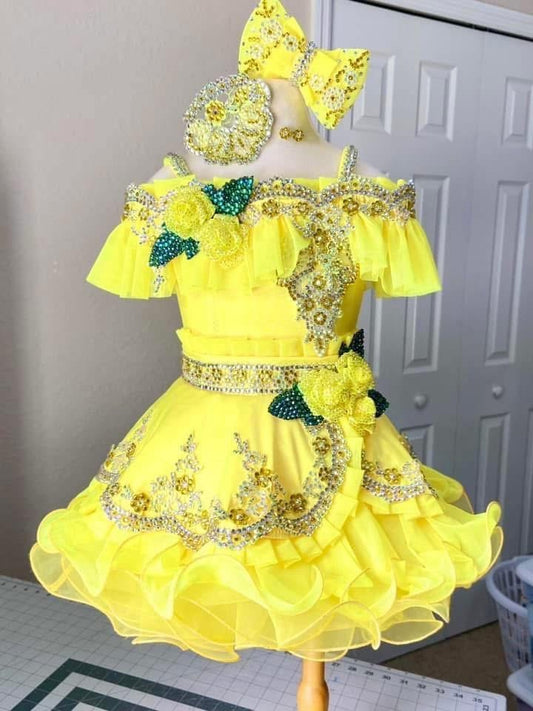 RM- 18/3 Yellow Dollhouse semigltz Dress
